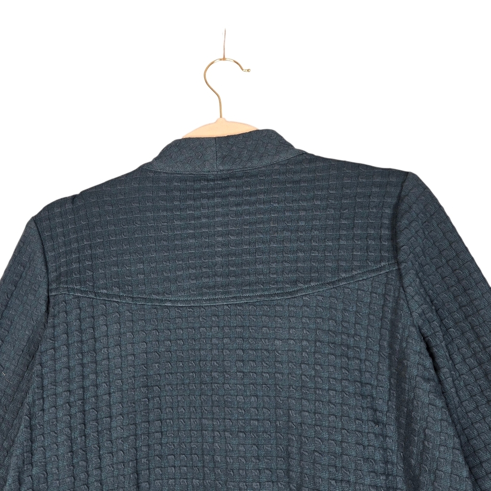 IC by Connie K Size Small Teal Green A-line Textured Knit Blazer Hi Low Hem - Picture 12 of 15